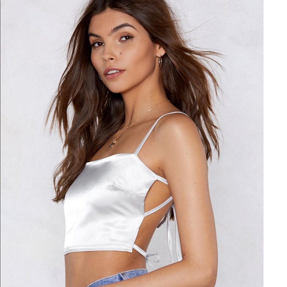 back at it satin crop top